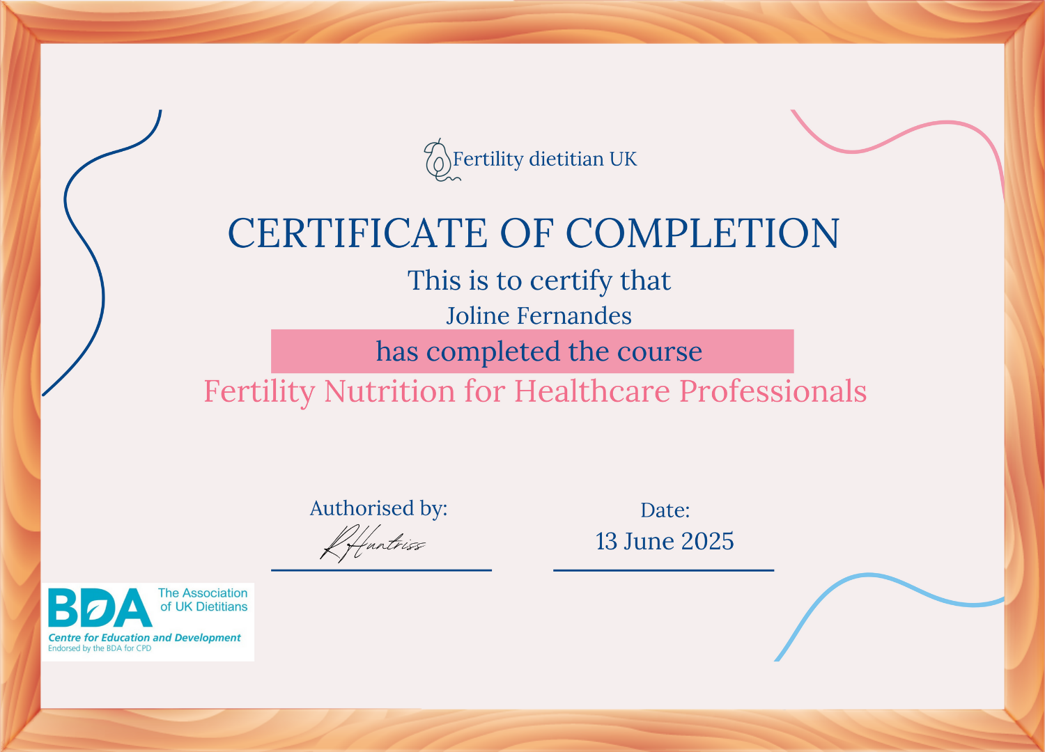 Certificate on Fertility Nutrition for Healthcare Professionals